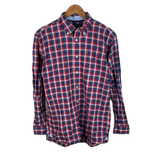 BF1167 Mens Tommy Hilfiger Preppy Plaid Button Down Shirt S